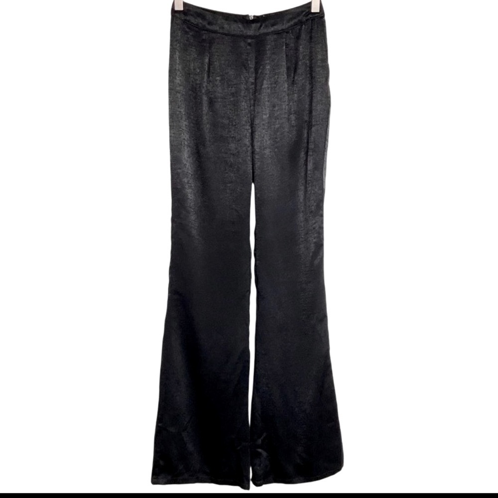 Revolve superdown satin wide leg shiny black pants medium
